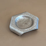 Unique 1950s Vintage Folk Art Hand-Hammered Aluminum Dish Tray with Curled Feet
