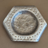 Unique 1950s Vintage Folk Art Hand-Hammered Aluminum Dish Tray with Curled Feet