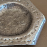 Unique 1950s Vintage Folk Art Hand-Hammered Aluminum Dish Tray with Curled Feet
