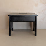 Vintage Handmade Primitive Painted Black Stool