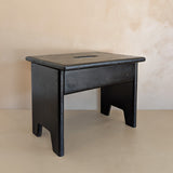 Vintage Handmade Primitive Painted Black Stool