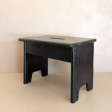 Vintage Handmade Primitive Painted Black Stool