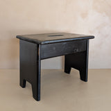 Vintage Handmade Primitive Painted Black Stool