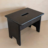Vintage Handmade Primitive Painted Black Stool