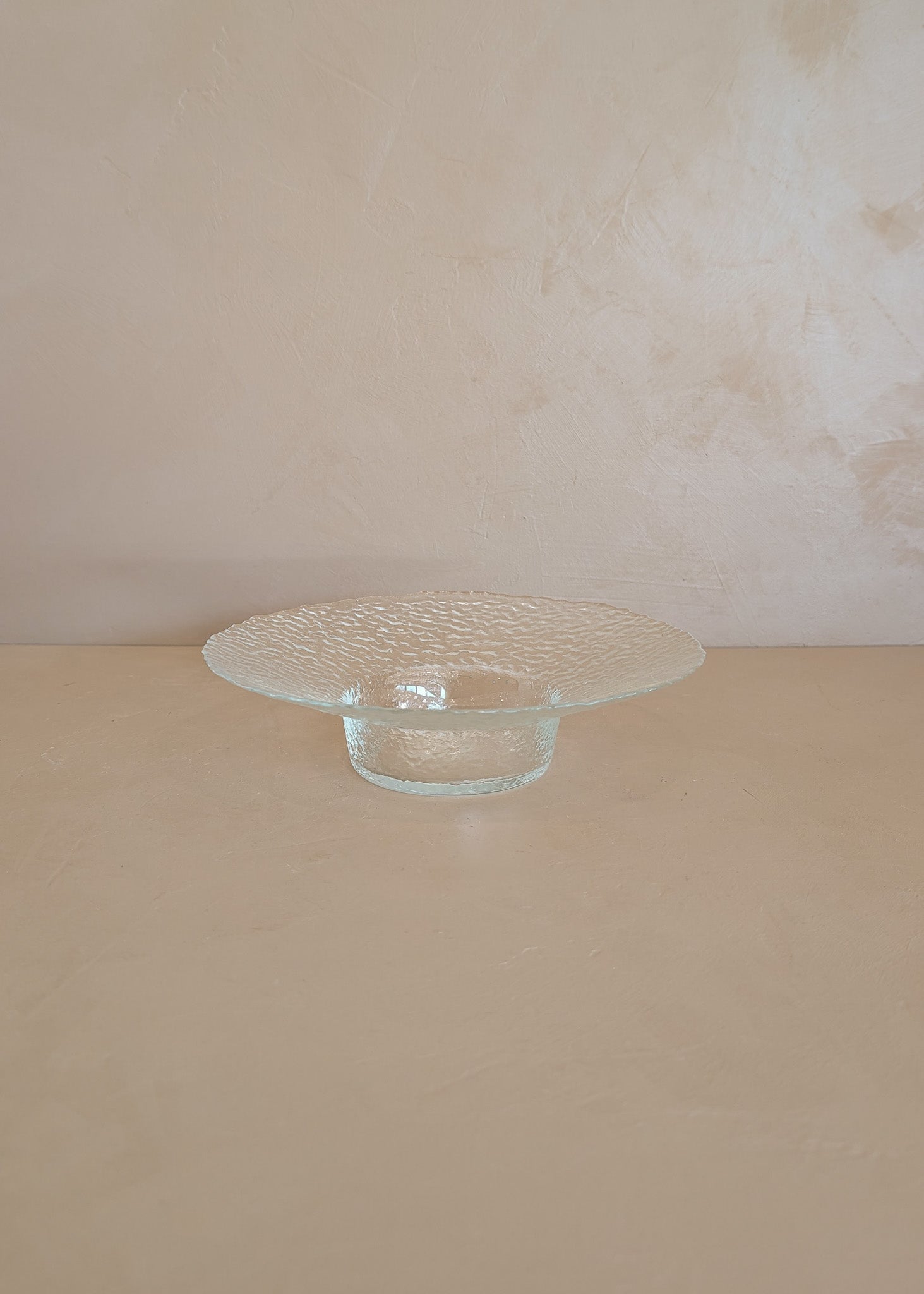 Vintage Scandinavian-Style Wide-Rimmed Textured Glass Dish