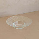 Vintage Scandinavian-Style Wide-Rimmed Textured Glass Dish
