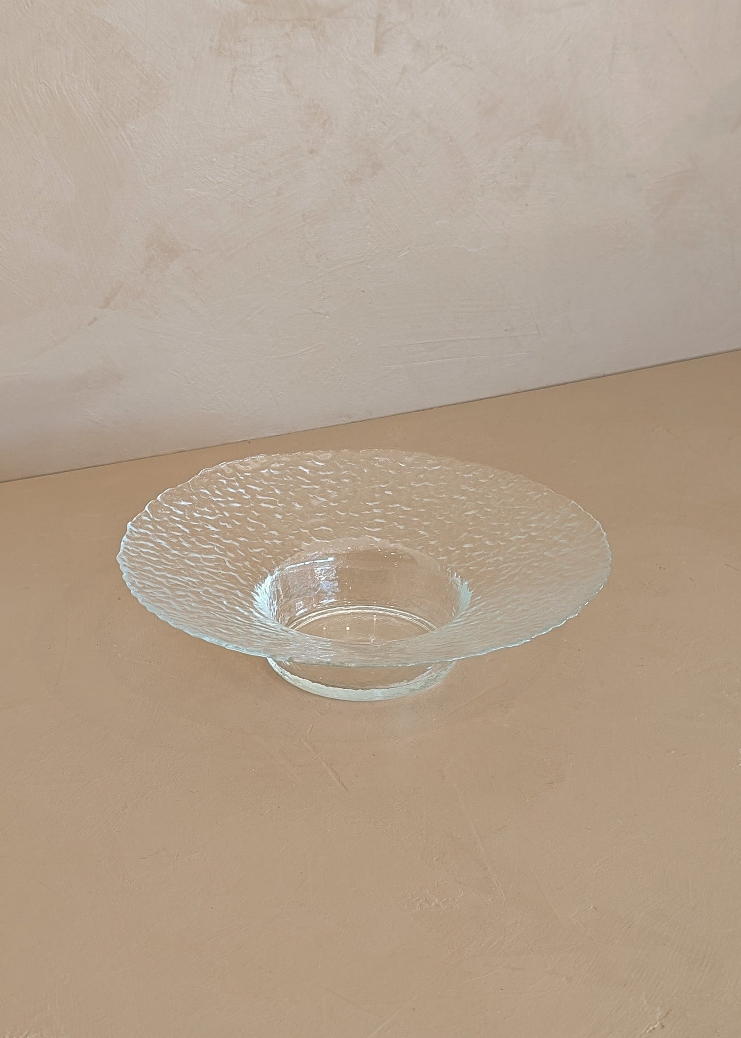 Vintage Scandinavian-Style Wide-Rimmed Textured Glass Dish