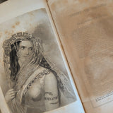 Set of 5 Leather-Bound "The Dramatic Works of William Shakspeare" Books with Plates from the 1850s