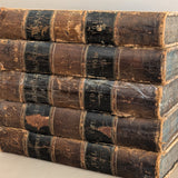 Set of 5 Leather-Bound "The Dramatic Works of William Shakspeare" Books with Plates from the 1850s