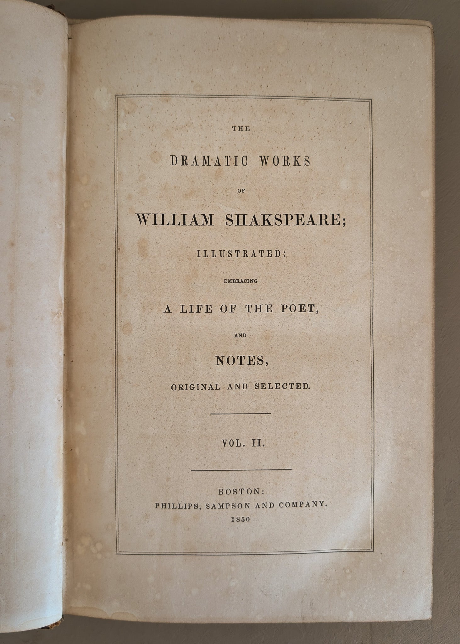 Set of 5 Leather-Bound "The Dramatic Works of William Shakspeare" Books with Plates from the 1850s