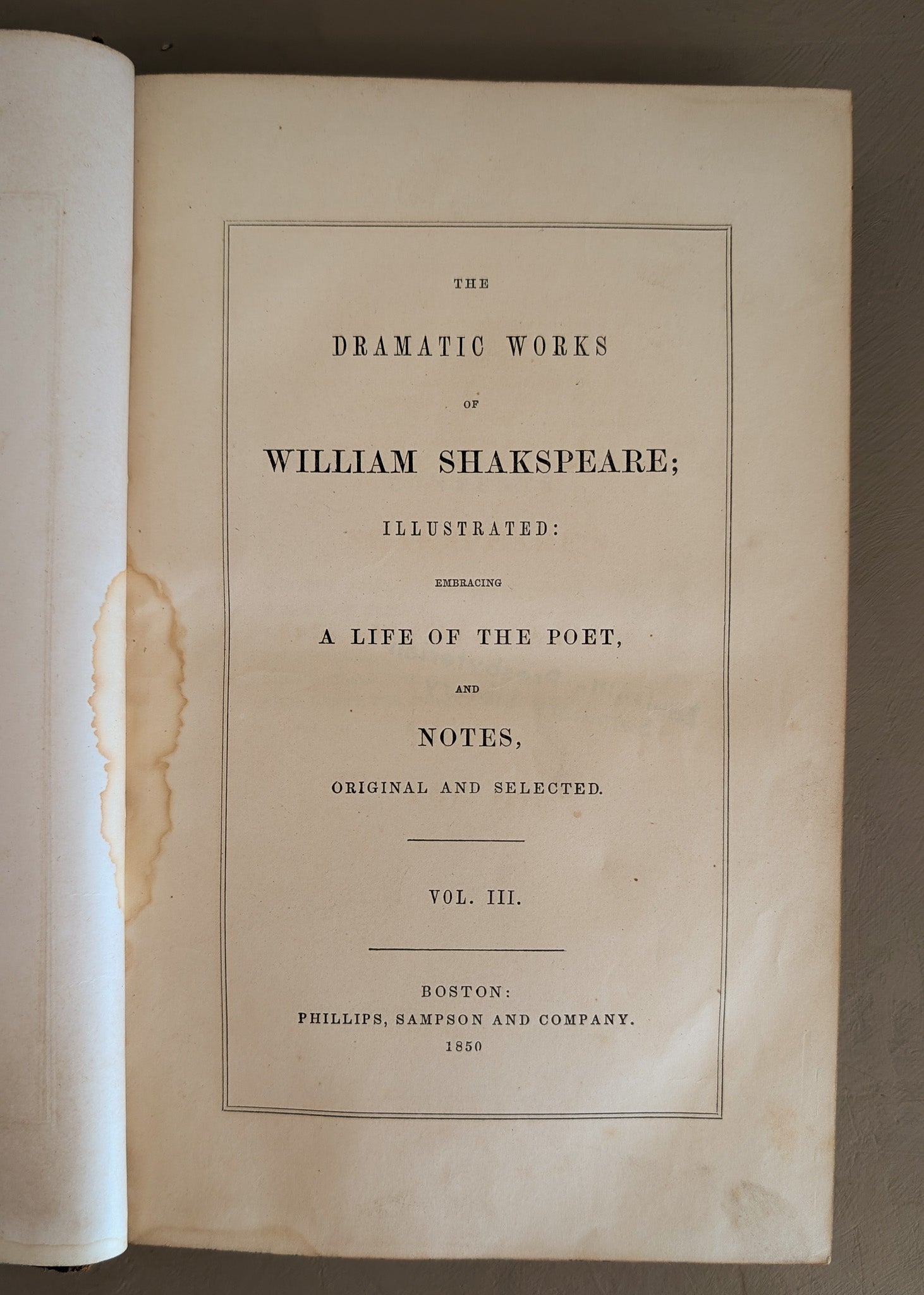 Set of 5 Leather-Bound "The Dramatic Works of William Shakspeare" Books with Plates from the 1850s