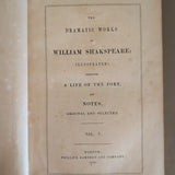 Set of 5 Leather-Bound "The Dramatic Works of William Shakspeare" Books with Plates from the 1850s