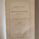 Set of 5 Leather-Bound "The Dramatic Works of William Shakspeare" Books with Plates from the 1850s