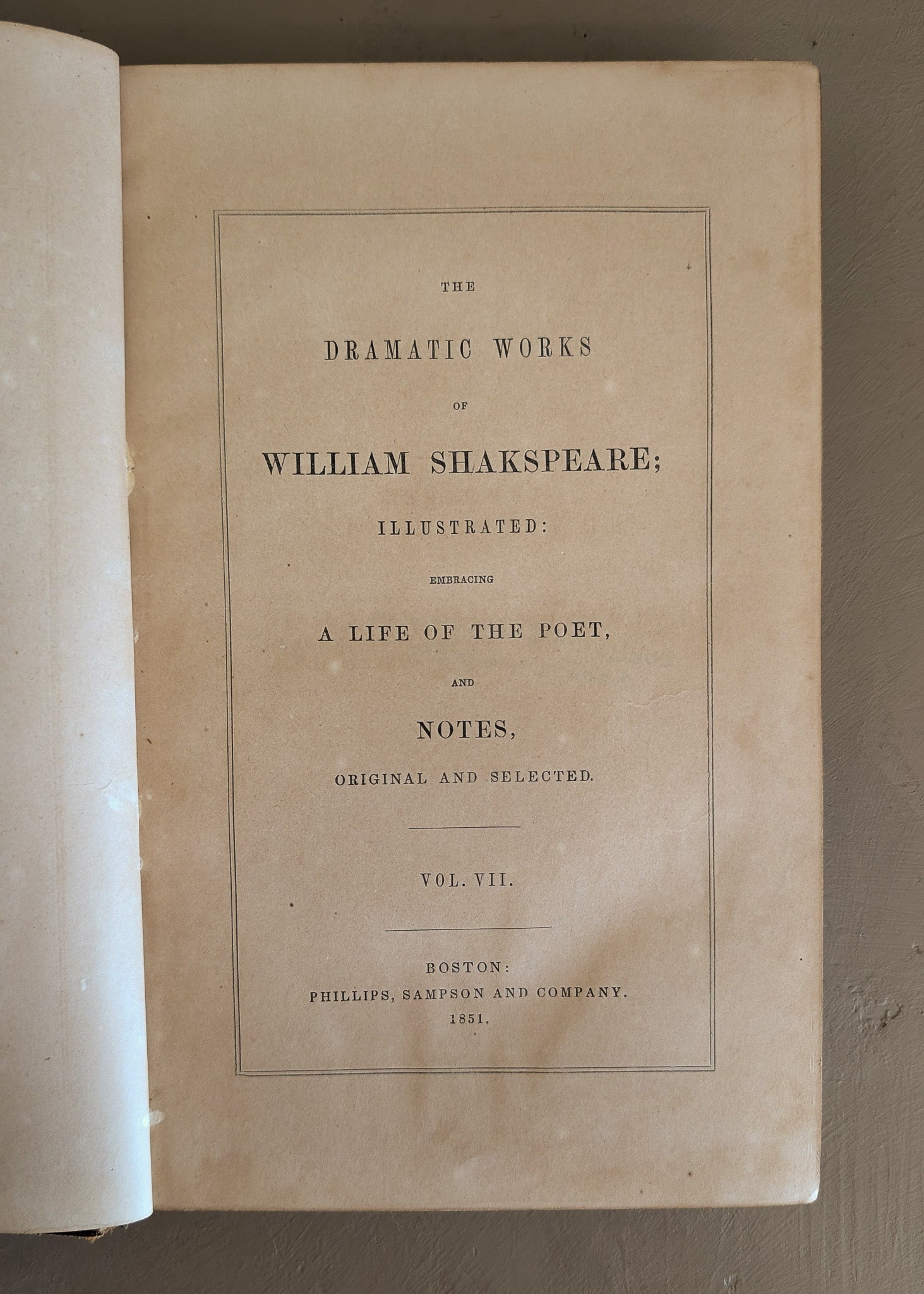 Set of 5 Leather-Bound "The Dramatic Works of William Shakspeare" Books with Plates from the 1850s