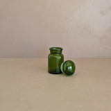 Vintage Belgian Emerald Green Glass Apothecary Jar with Chunky Lid