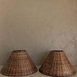 Pair of Vintage Wicker and Bamboo Empire Lampshades