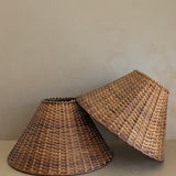 Pair of Vintage Wicker and Bamboo Empire Lampshades