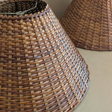 Pair of Vintage Wicker and Bamboo Empire Lampshades