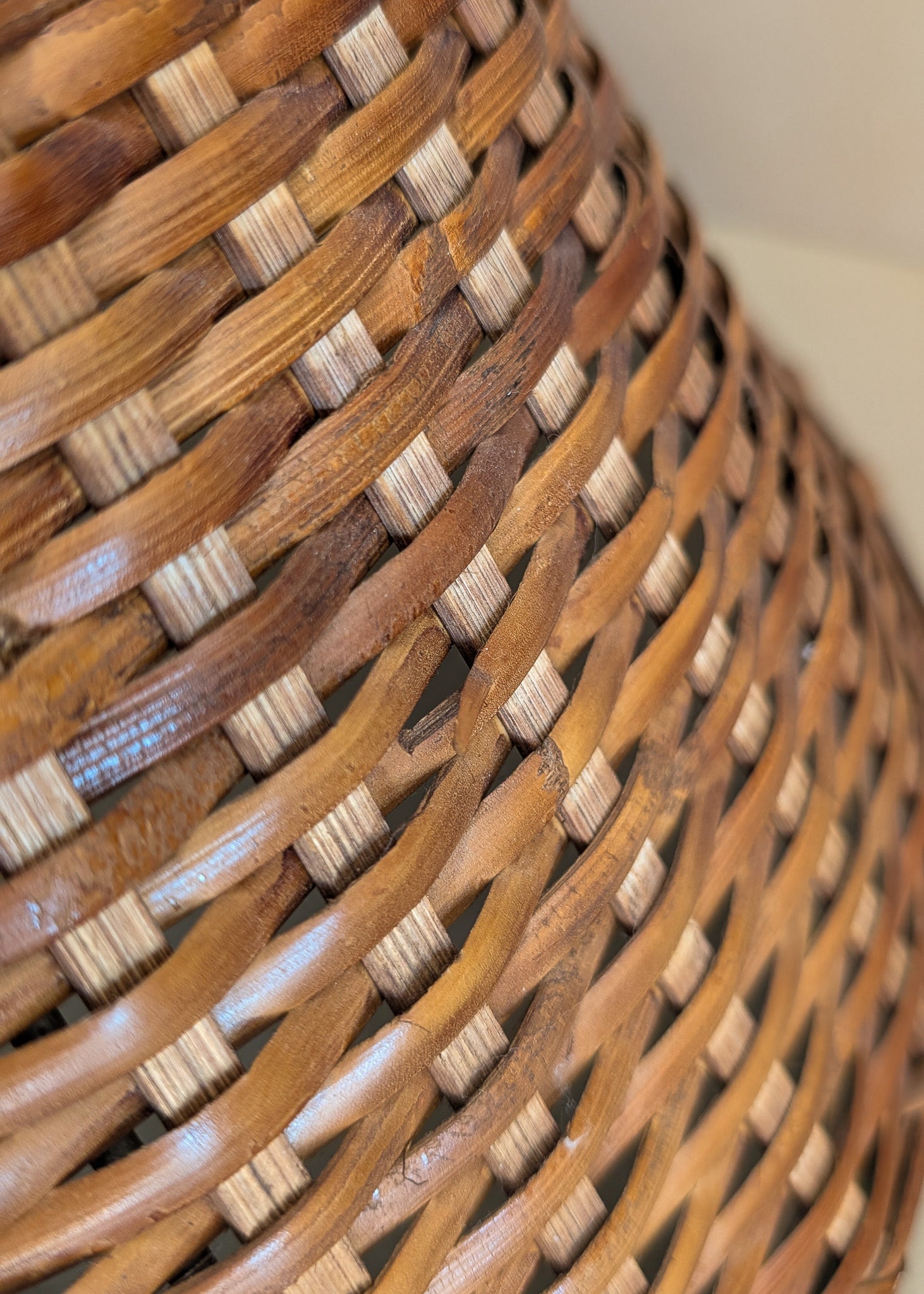 Pair of Vintage Wicker and Bamboo Empire Lampshades