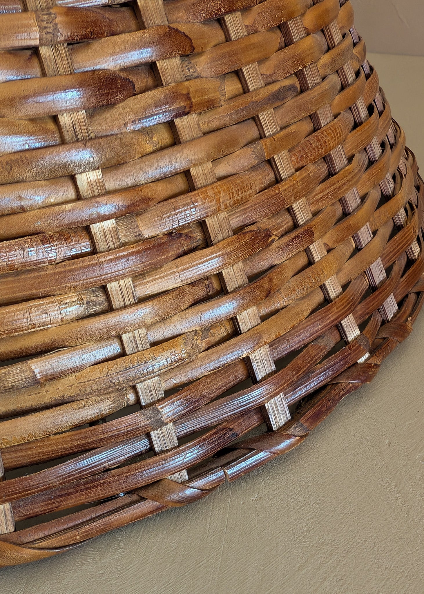 Pair of Vintage Wicker and Bamboo Empire Lampshades