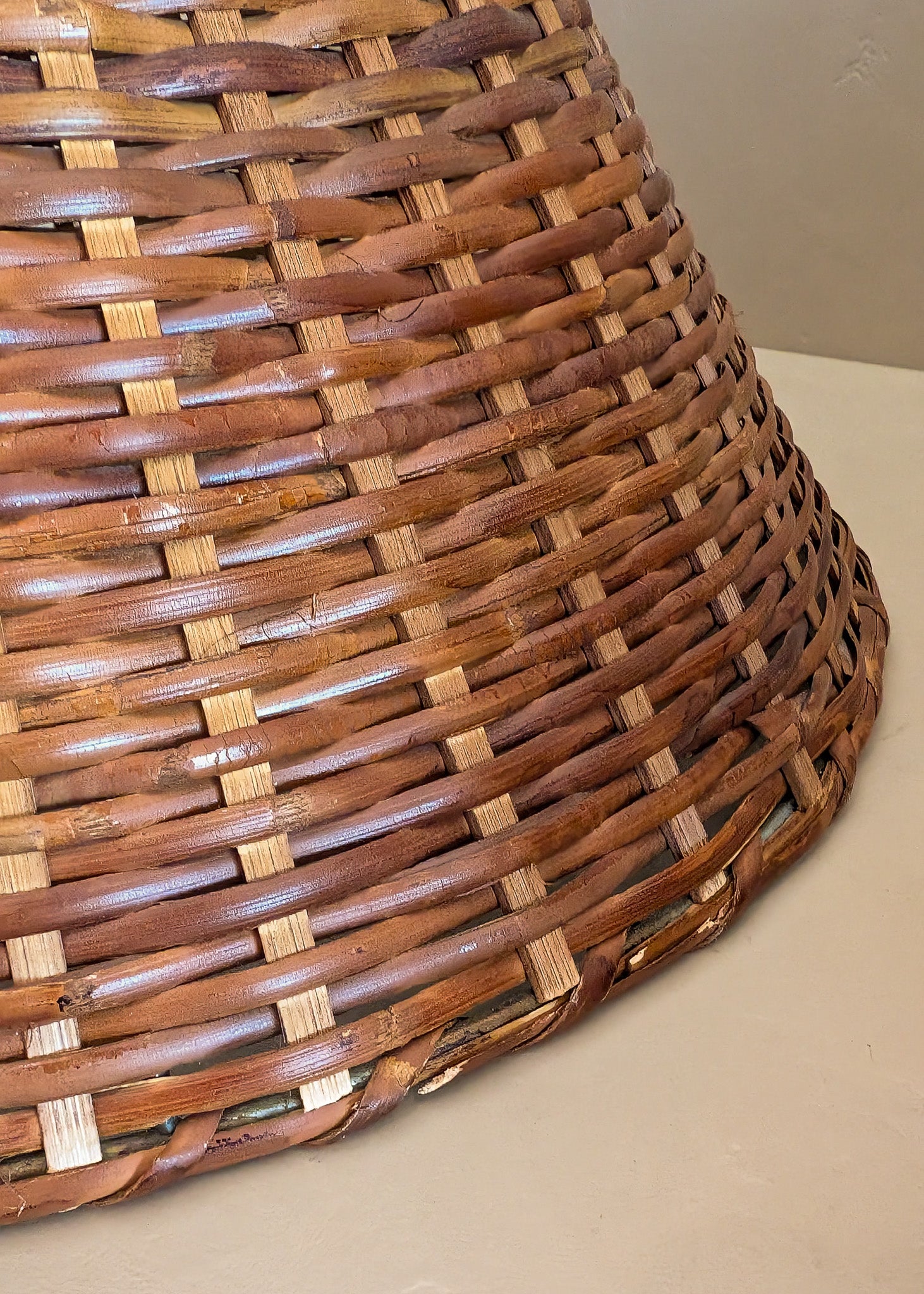Pair of Vintage Wicker and Bamboo Empire Lampshades