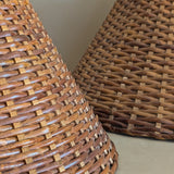 Pair of Vintage Wicker and Bamboo Empire Lampshades