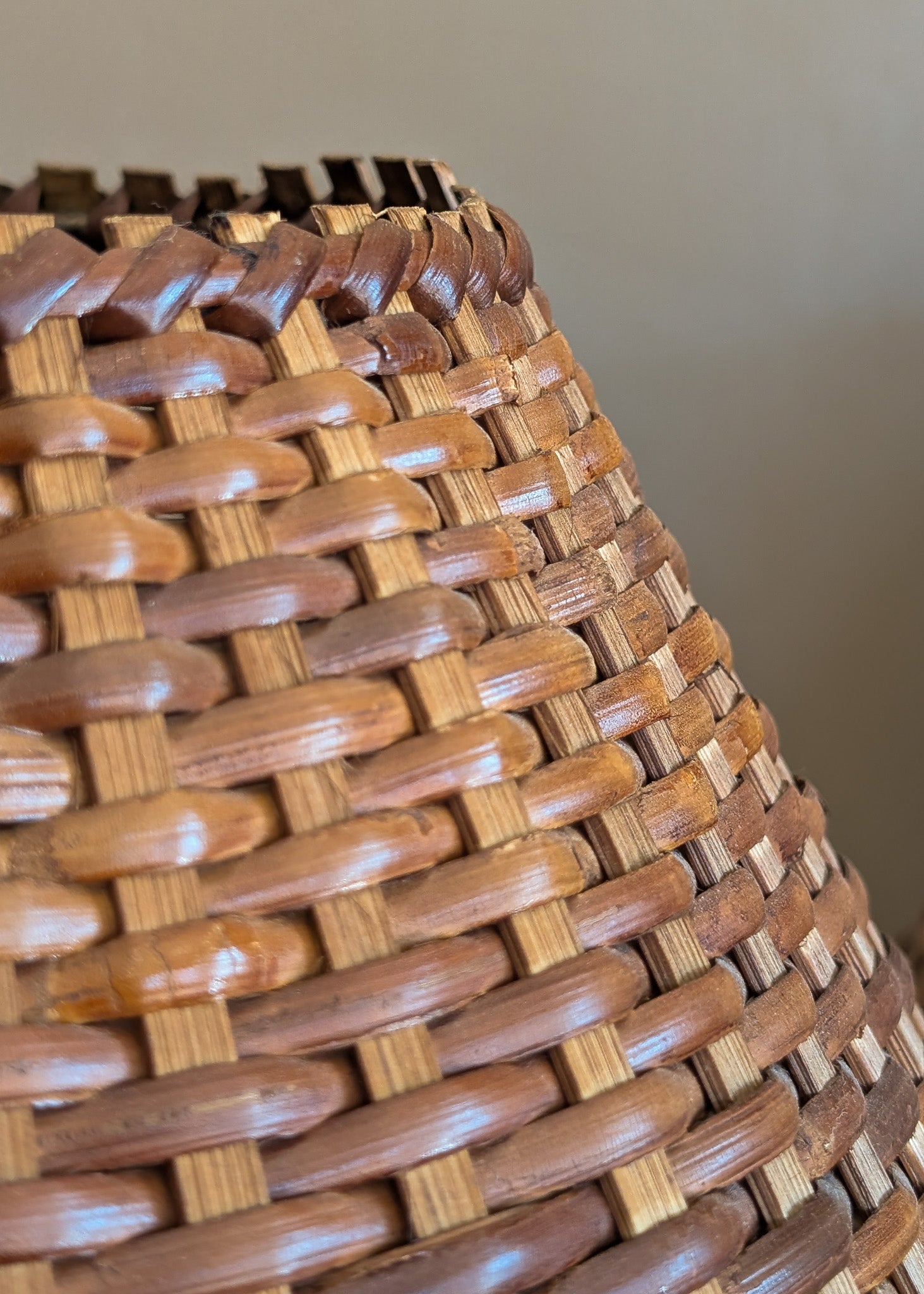 Pair of Vintage Wicker and Bamboo Empire Lampshades