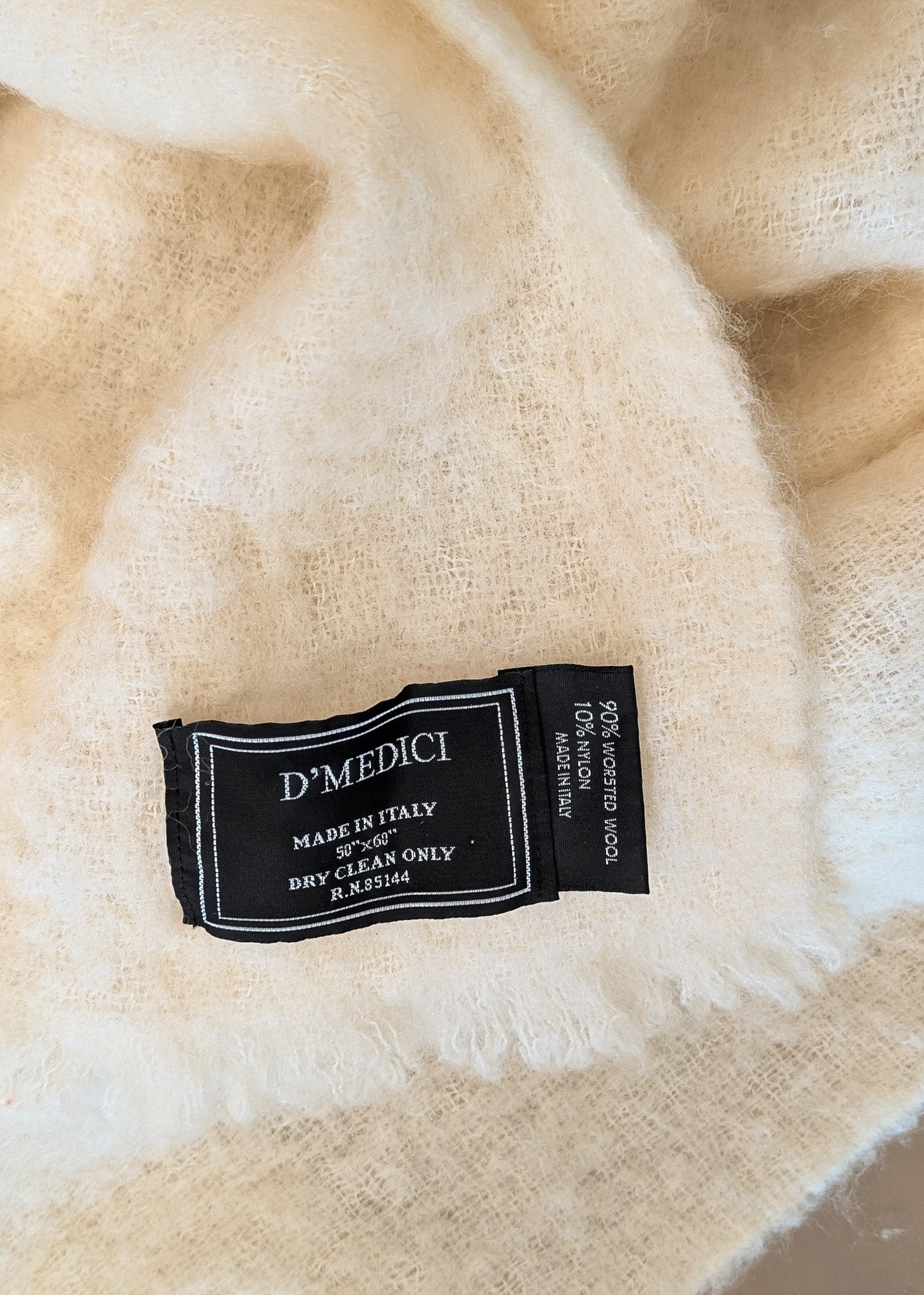 D'Medici Cream Worsted Wool and Nylon Blanket