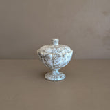 Heavily Veined Vintage Italian Alabaster Lidded Dish with Hand-Carved Detailing