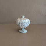 Heavily Veined Vintage Italian Alabaster Lidded Dish with Hand-Carved Detailing