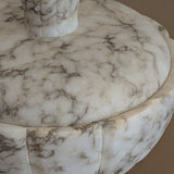Heavily Veined Vintage Italian Alabaster Lidded Dish with Hand-Carved Detailing