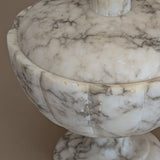 Heavily Veined Vintage Italian Alabaster Lidded Dish with Hand-Carved Detailing