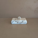 Heavily Veined Vintage Italian Alabaster Lidded Box with Hand-Carved Detailing