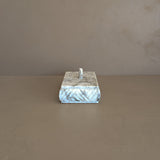 Heavily Veined Vintage Italian Alabaster Lidded Box with Hand-Carved Detailing