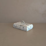 Heavily Veined Vintage Italian Alabaster Lidded Box with Hand-Carved Detailing