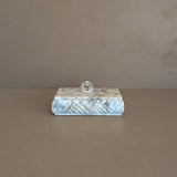 Heavily Veined Vintage Italian Alabaster Lidded Box with Hand-Carved Detailing
