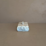 Heavily Veined Vintage Italian Alabaster Lidded Box with Hand-Carved Detailing