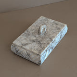 Heavily Veined Vintage Italian Alabaster Lidded Box with Hand-Carved Detailing