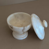 Vintage Italian Creamy Alabaster Lidded Dish