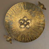 Vintage Swedish Brass Tray with Scalloped Handles and Repoussé Floral Detailing
