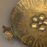 Vintage Swedish Brass Tray with Scalloped Handles and Repoussé Floral Detailing