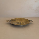Vintage Swedish Brass Tray with Scalloped Handles and Repoussé Floral Detailing
