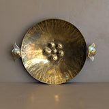 Vintage Swedish Brass Tray with Scalloped Handles and Repoussé Floral Detailing