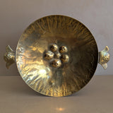 Vintage Swedish Brass Tray with Scalloped Handles and Repoussé Floral Detailing