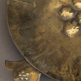 Vintage Swedish Brass Tray with Scalloped Handles and Repoussé Floral Detailing
