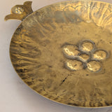 Vintage Swedish Brass Tray with Scalloped Handles and Repoussé Floral Detailing