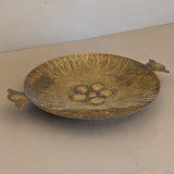 Vintage Swedish Brass Tray with Scalloped Handles and Repoussé Floral Detailing