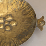 Vintage Swedish Brass Tray with Scalloped Handles and Repoussé Floral Detailing