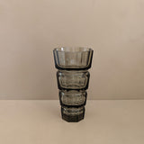 Large Vintage 1930s Art Deco Josef Hoffman for Moser Smoked Glass Geometric Faceted Vase - 10" Tall