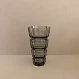 Large Vintage 1930s Art Deco Josef Hoffman for Moser Smoked Glass Geometric Faceted Vase - 10" Tall